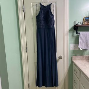 Prom/formal navy blue/greyish dress size 8 (fits like a M/L)